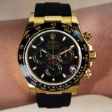 Đồng Hồ Rolex Cosmograph Daytona 116518LN-0043 Rep 1:1 Cao Cấp Vỏ Vàng Kim Mặt Đen Dây Cao Su