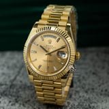 Đồng Hồ Rolex Day-Date 40mm 228238-0005 Rep 1:1 Cao Cấp Vỏ Vàng Kim Mặt Vàng Cọc Số Đính Đá Dây Kim Loại