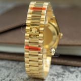 Đồng Hồ Rolex Day-Date 36mm 128238-0008 Rep 1:1 Cao Cấp Vỏ Vàng Kim Mặt Vàng Cọc Số Đá Dây Kim Loại
