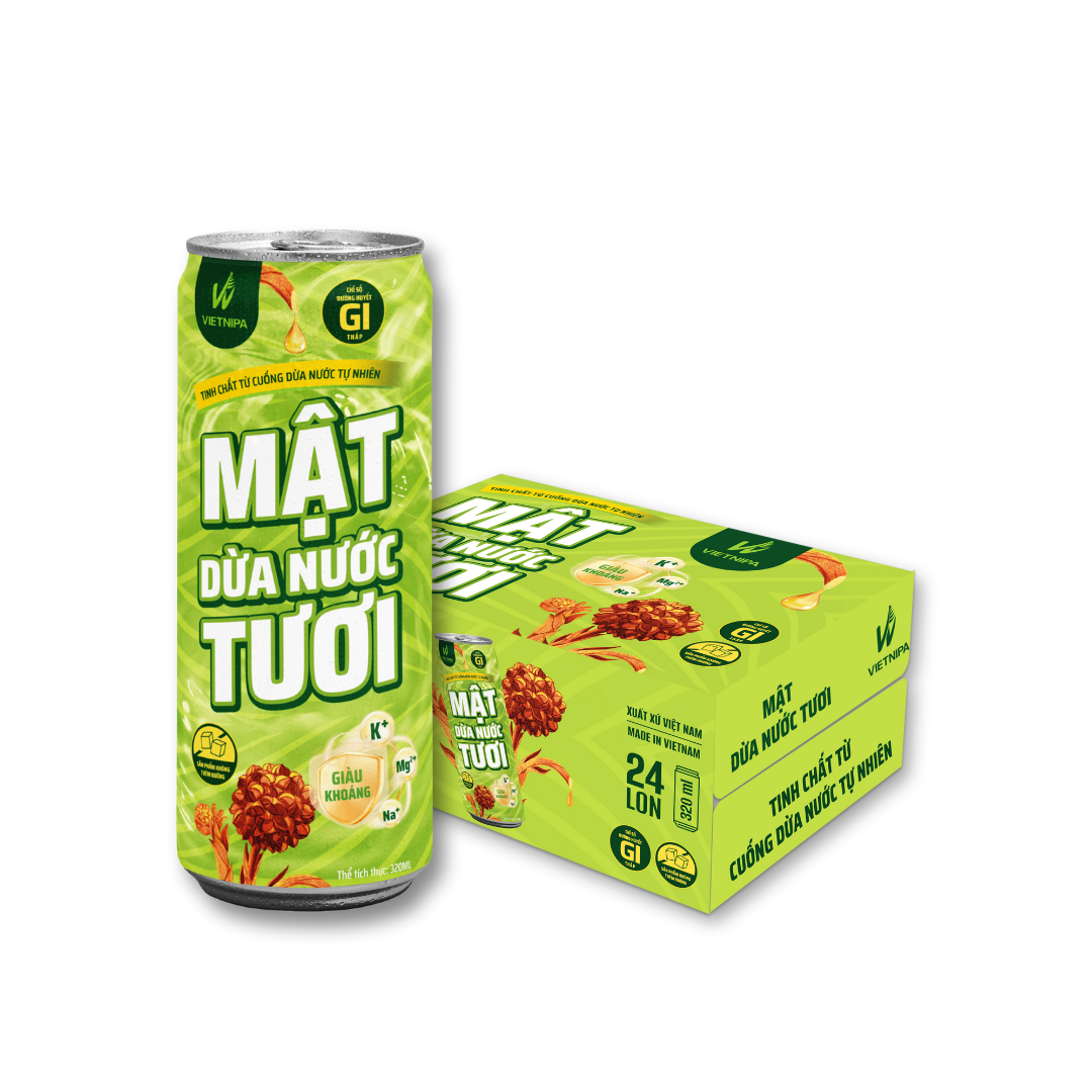  Mật Dừa Nước Tươi VIETNIPA 320ml - Thùng 24 Lon 