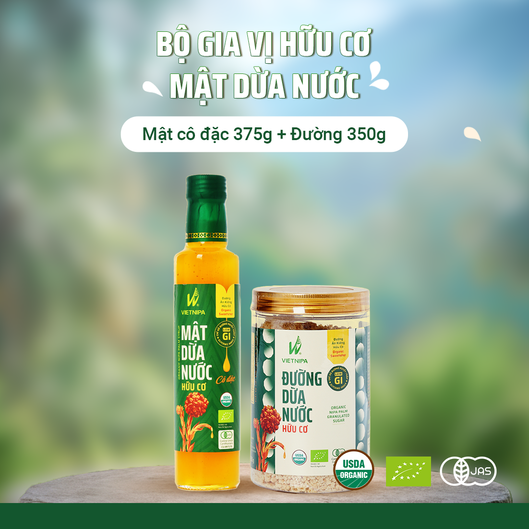  Combo 1 Chai Mật Cô Đặc 375g + 1 Hũ Đường Hữu Cơ 350g Vietnipa 