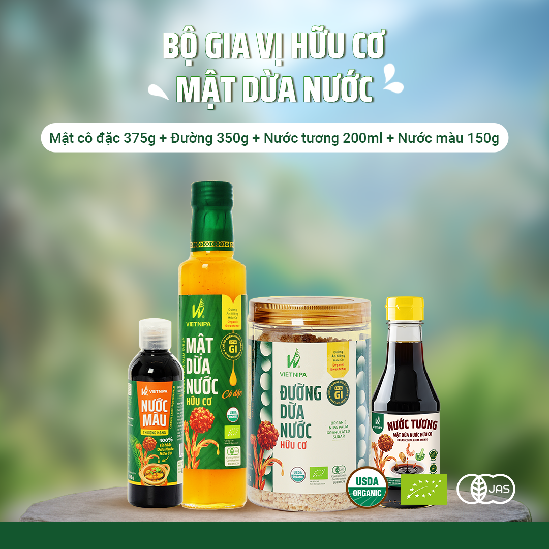  Combo 1 Chai mật cô đặc 375g + 1 Hũ đường 350g + 1 Nước tương 200ml + 1 Nước màu 150g 