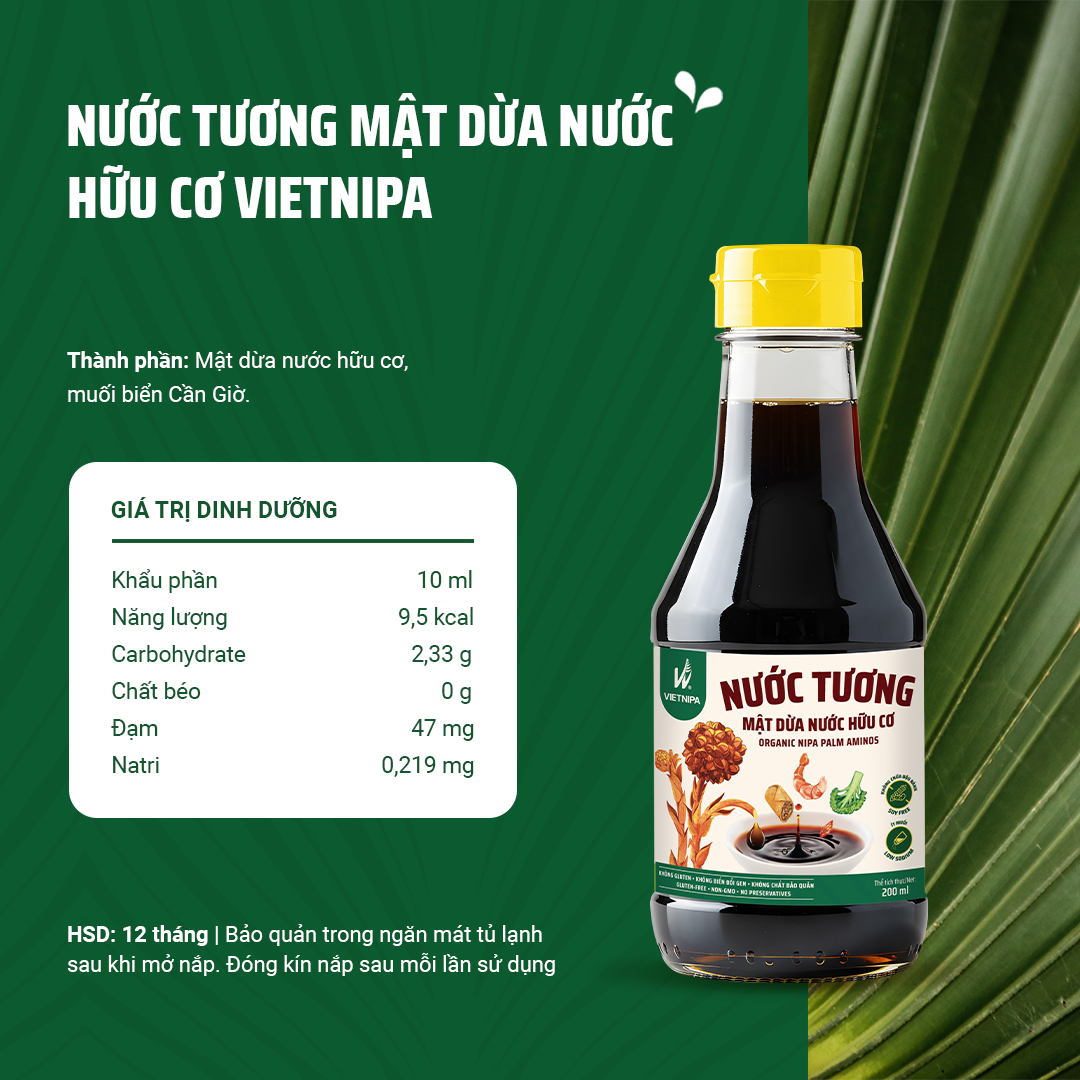  Combo 1 Chai Mật Cô Đặc 150g + 1 Chai Nước Tương 200ml + 1 Chai Nước Màu 150g - VietNipa 