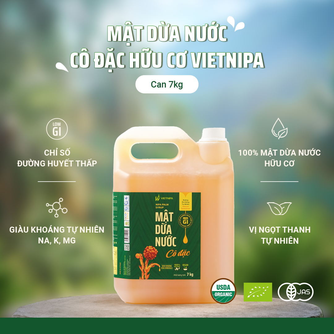  Mật Dừa Nước Cô Đặc Hữu Cơ VIETNIPA - 7kg 