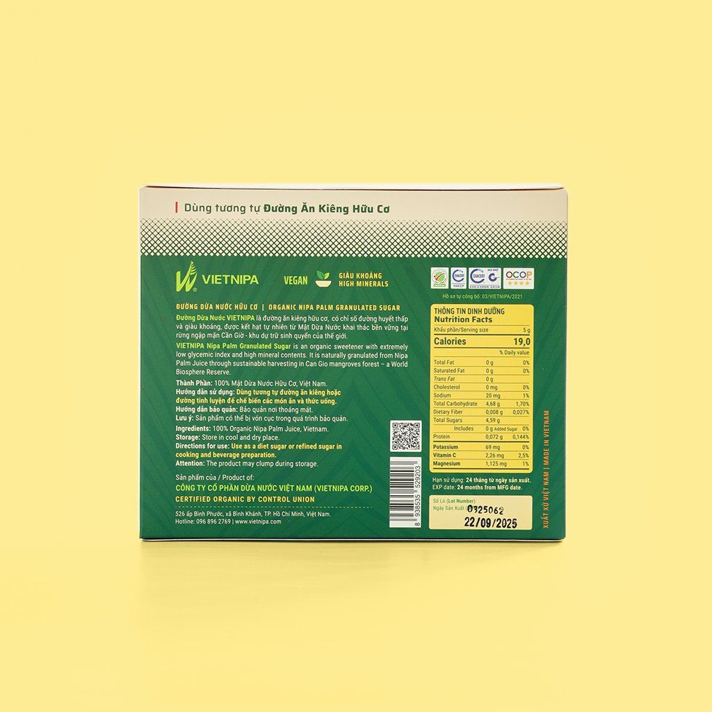  Đường Dừa Nước Hữu Cơ VIETNIPA - Hộp 30 gói 