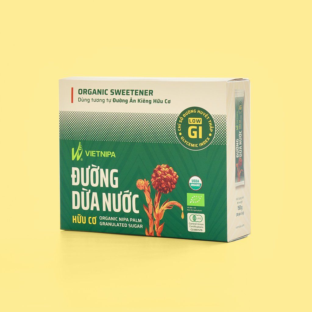  Đường Dừa Nước Hữu Cơ VIETNIPA - Hộp 30 gói 