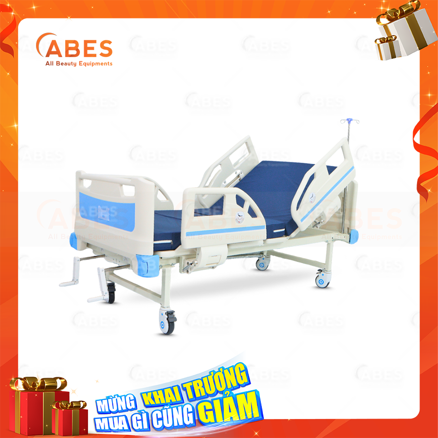  Giường bệnh nhân chỉnh cơ Hi-MEC DL-SY-01 2 tay quay full nhựa, nệm da 