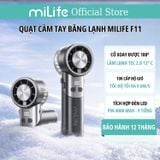  Quạt cầm tay sò lạnh miLife F11 thân xoay 180 độ, pin 4000mAh 9 tiếng, gió 9.8m/s - Bảo hành 12 tháng 