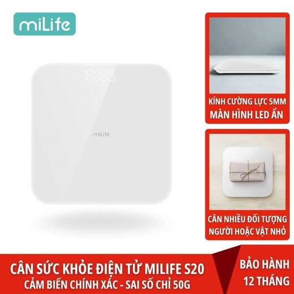  Cân điện tử sức khỏe miLife S20 - Bảo hành 12 tháng 