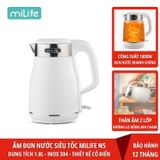  Ấm siêu tốc dung tích 1.8L miLife N5, inox 304, 1800w mạnh mẽ, đạt chuẩn SNI - Bảo hành 12 tháng 