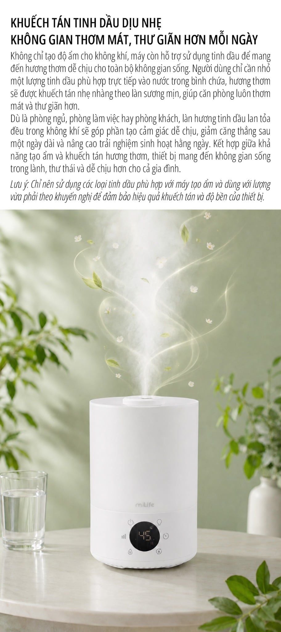  Máy phun sương tạo ẩm milife Model H88 điều chỉnh được độ ẩm - Dung tích 3,5 lít dùng được tinh dầu 
