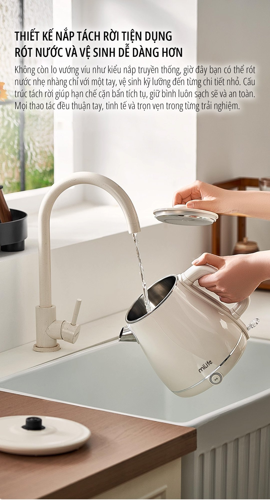  Ấm siêu tốc cao cấp giữ nhiệt miLife N6 1.8L - Bảo hành 12 tháng 