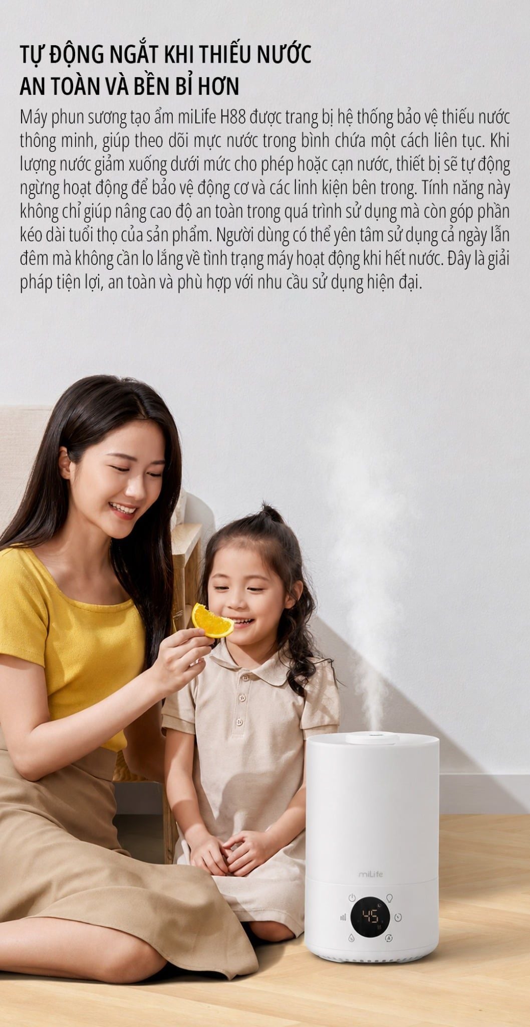  Máy phun sương tạo ẩm milife Model H88 điều chỉnh được độ ẩm - Dung tích 3,5 lít dùng được tinh dầu 