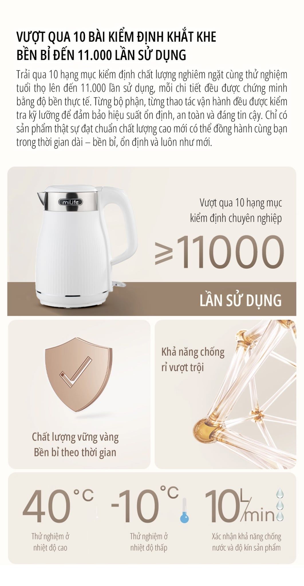  Ấm siêu tốc dung tích 1.8L miLife N5, inox 304, 1800w mạnh mẽ, đạt chuẩn SNI - Bảo hành 12 tháng 