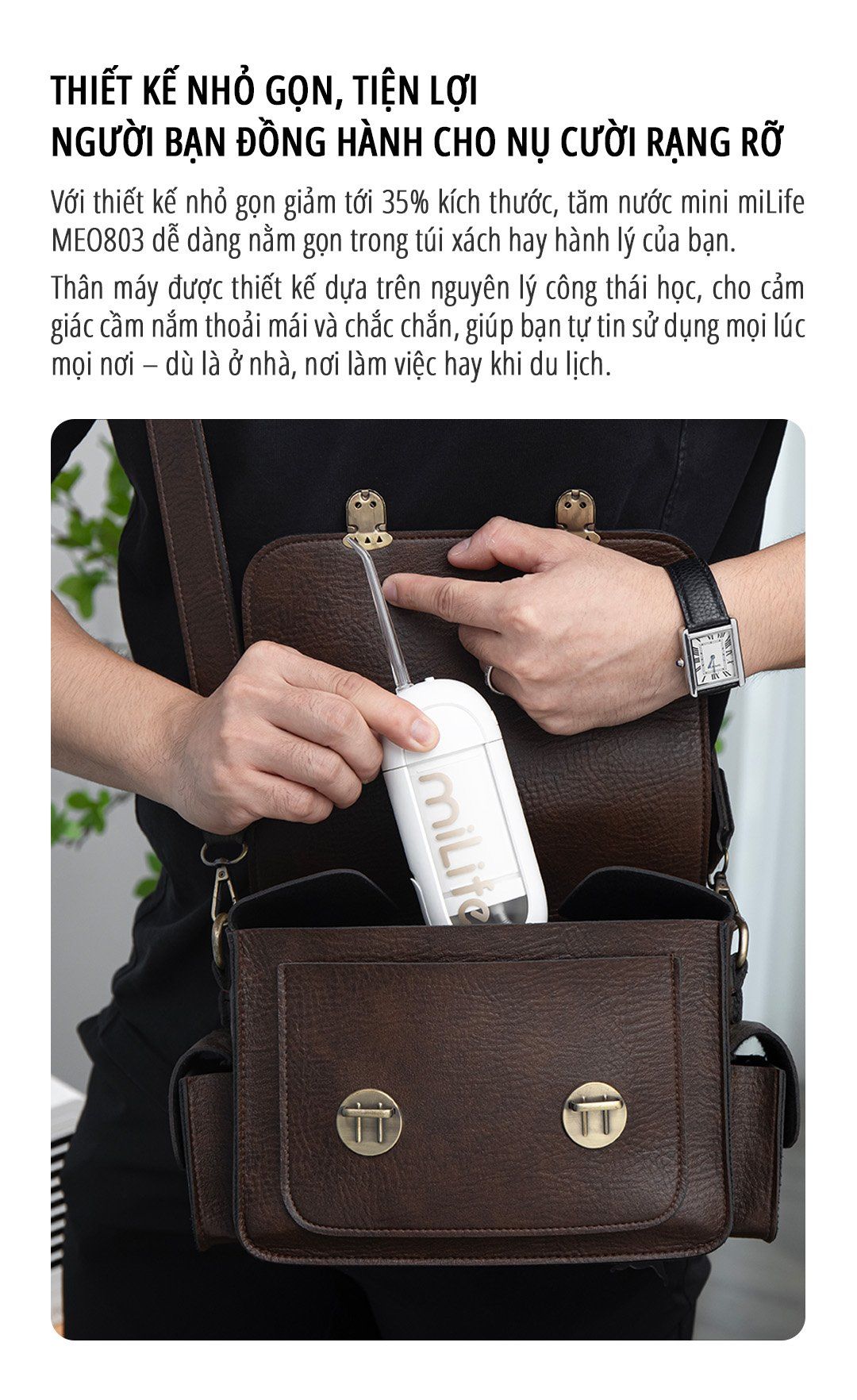  Máy tăm nước mini miLife MEO803 bình nước 150ml, pin 40 ngày - Bảo hành 12 tháng 