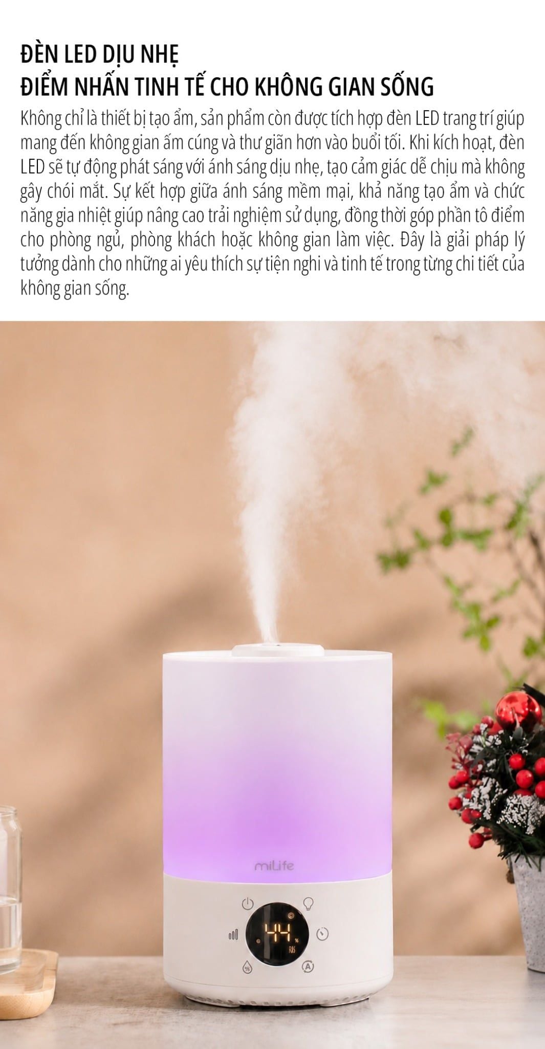  Máy phun sương tạo ẩm milife Model H88 điều chỉnh được độ ẩm - Dung tích 3,5 lít dùng được tinh dầu 