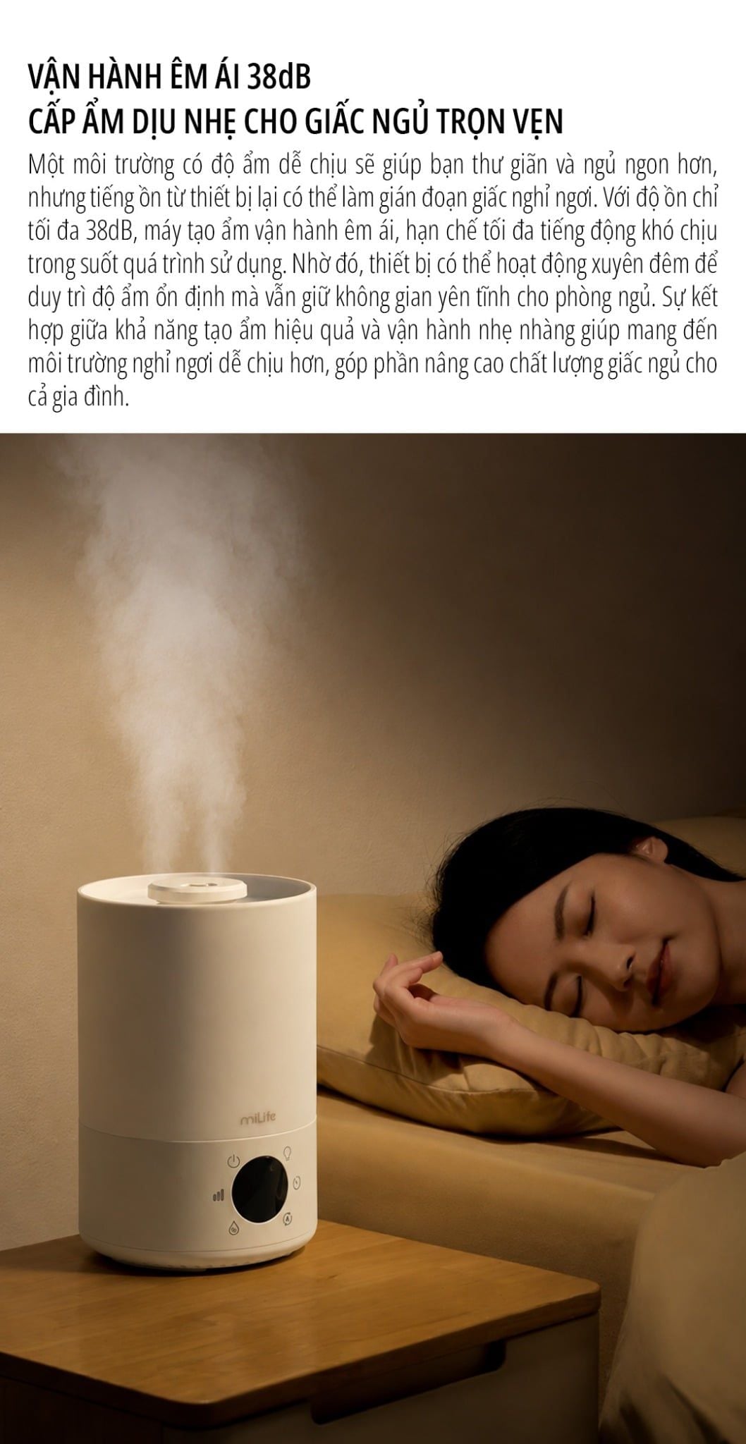  Máy phun sương tạo ẩm milife Model H88 điều chỉnh được độ ẩm - Dung tích 3,5 lít dùng được tinh dầu 