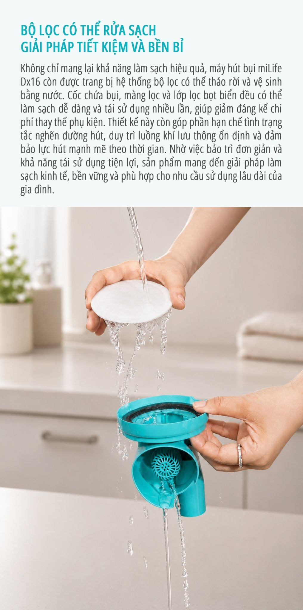  Máy hút bụi cầm tay có dây miLife DX16 - Lực hút 16000Pa công suất 600W 3 đầu hút dây dài 5m 