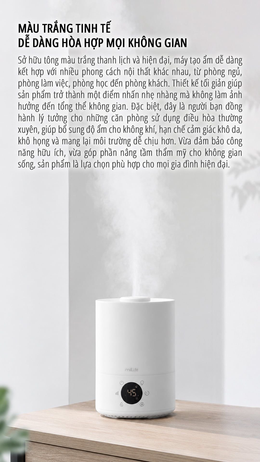 Máy phun sương tạo ẩm milife Model H88 điều chỉnh được độ ẩm - Dung tích 3,5 lít dùng được tinh dầu 