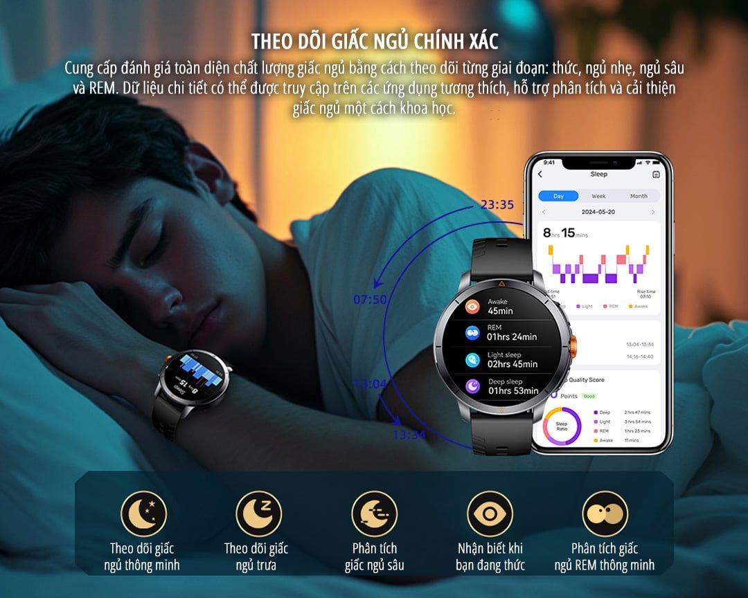  Đồng hồ thông minh đi bơi thể thao nghe gọi HaWoFit KW338 - Kháng nước 5ATM, Ghi âm, GPS độc lập, Chat GPT 