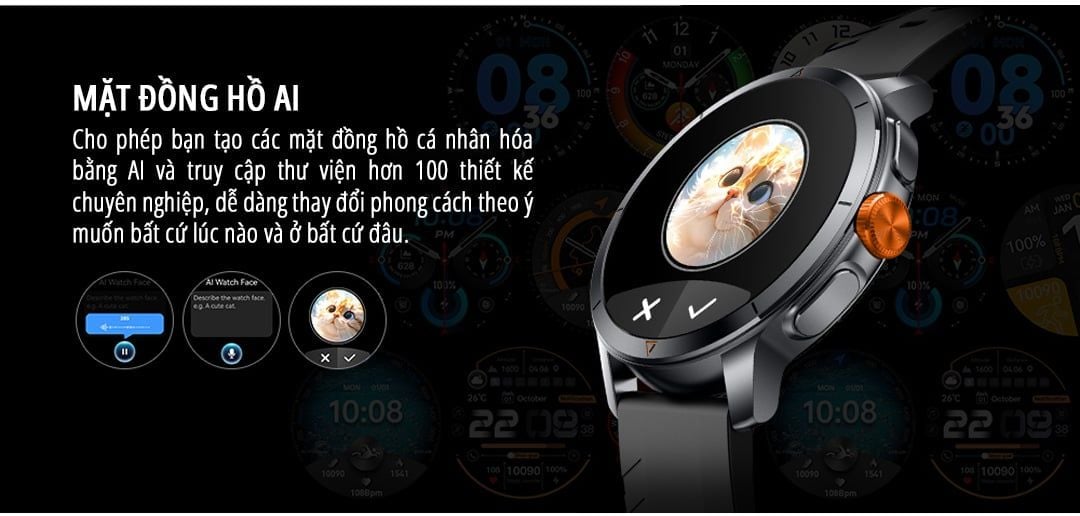  Đồng hồ thông minh đi bơi thể thao nghe gọi HaWoFit KW338 - Kháng nước 5ATM, Ghi âm, GPS độc lập, Chat GPT 