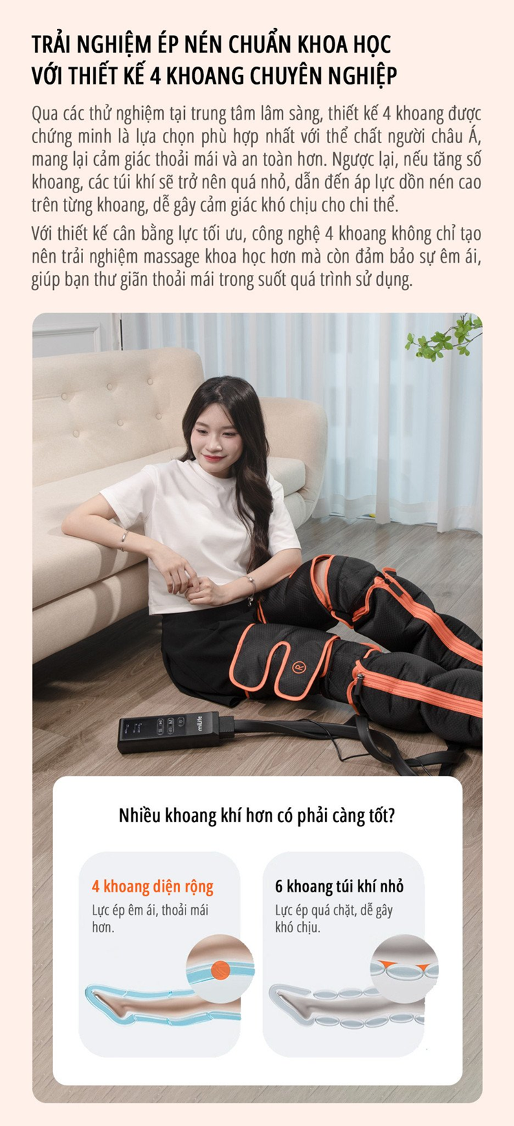  Máy massage chân bằng khí nén miLife G01P - Sưởi sưởi trị liệu 3 vùng massage chân trị liệu cao cấp bằng khí nén 