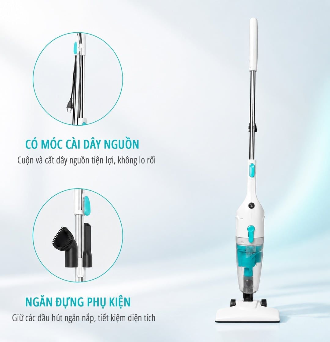  Máy hút bụi cầm tay có dây miLife DX16 - Lực hút 16000Pa công suất 600W 3 đầu hút dây dài 5m 