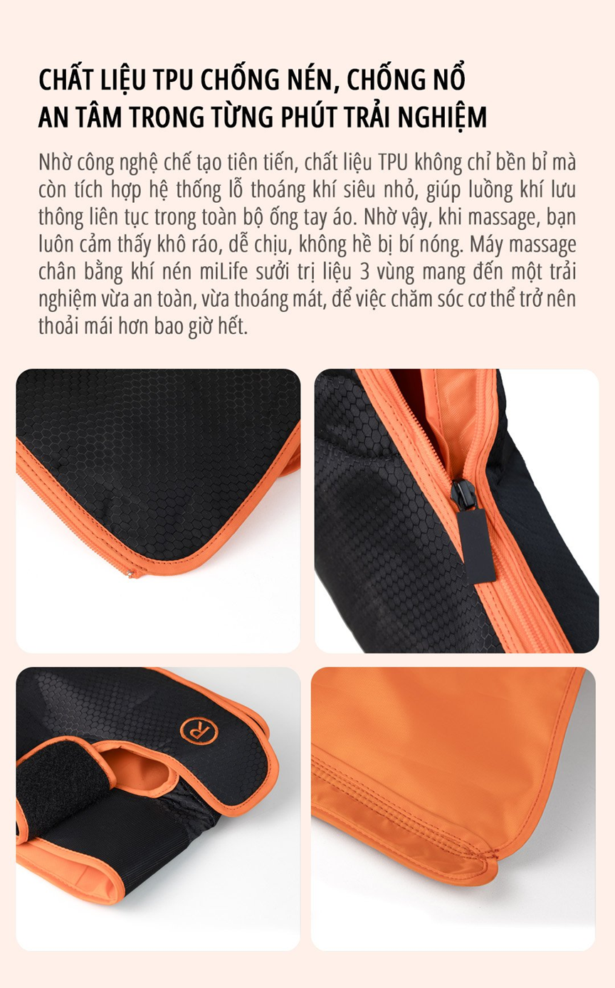  Máy massage chân bằng khí nén miLife G01P - Sưởi sưởi trị liệu 3 vùng massage chân trị liệu cao cấp bằng khí nén 