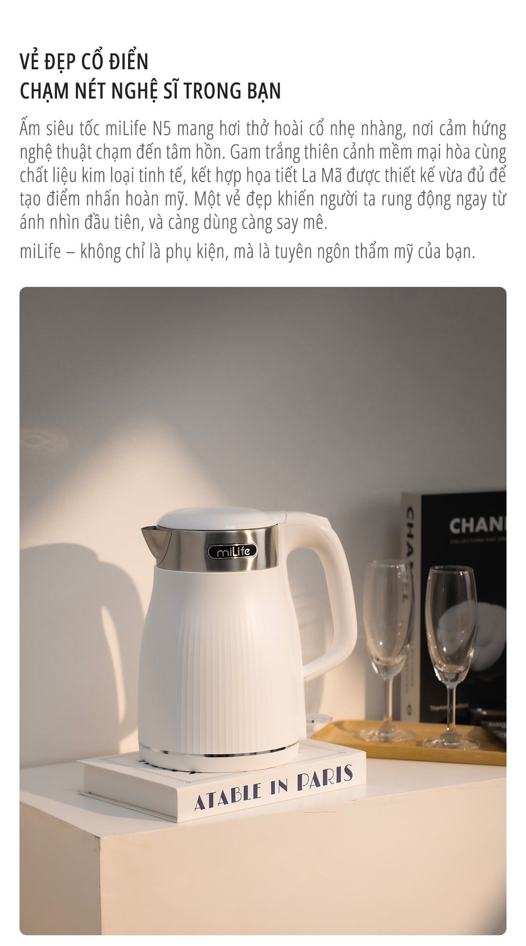  Ấm siêu tốc dung tích 1.8L miLife N5, inox 304, 1800w mạnh mẽ, đạt chuẩn SNI - Bảo hành 12 tháng 