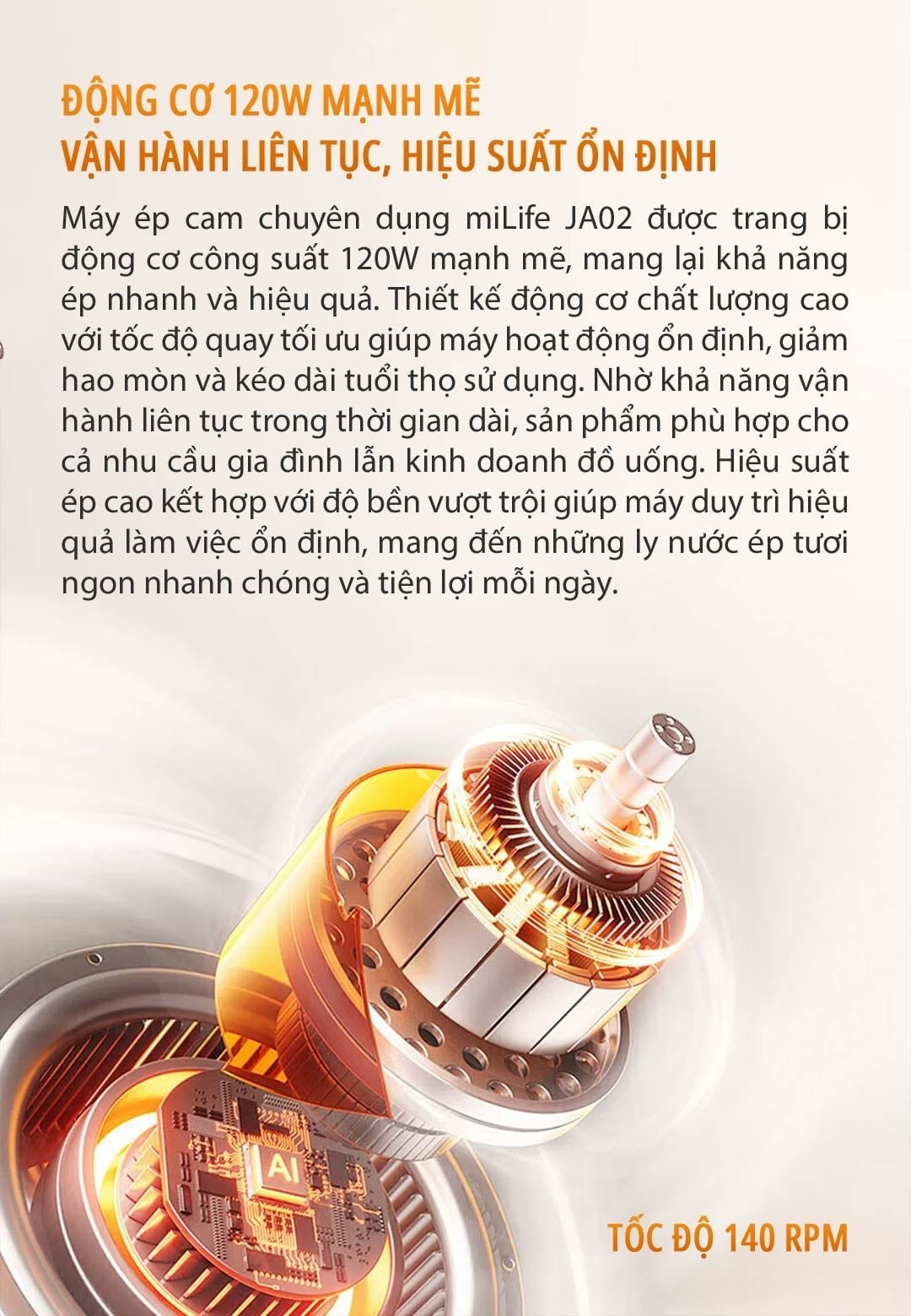  Máy vắt cam Máy ép cam, chuyên dụng miLife JA02 - công suất 120W - vắt kiệt bã bảo hành 12 tháng 