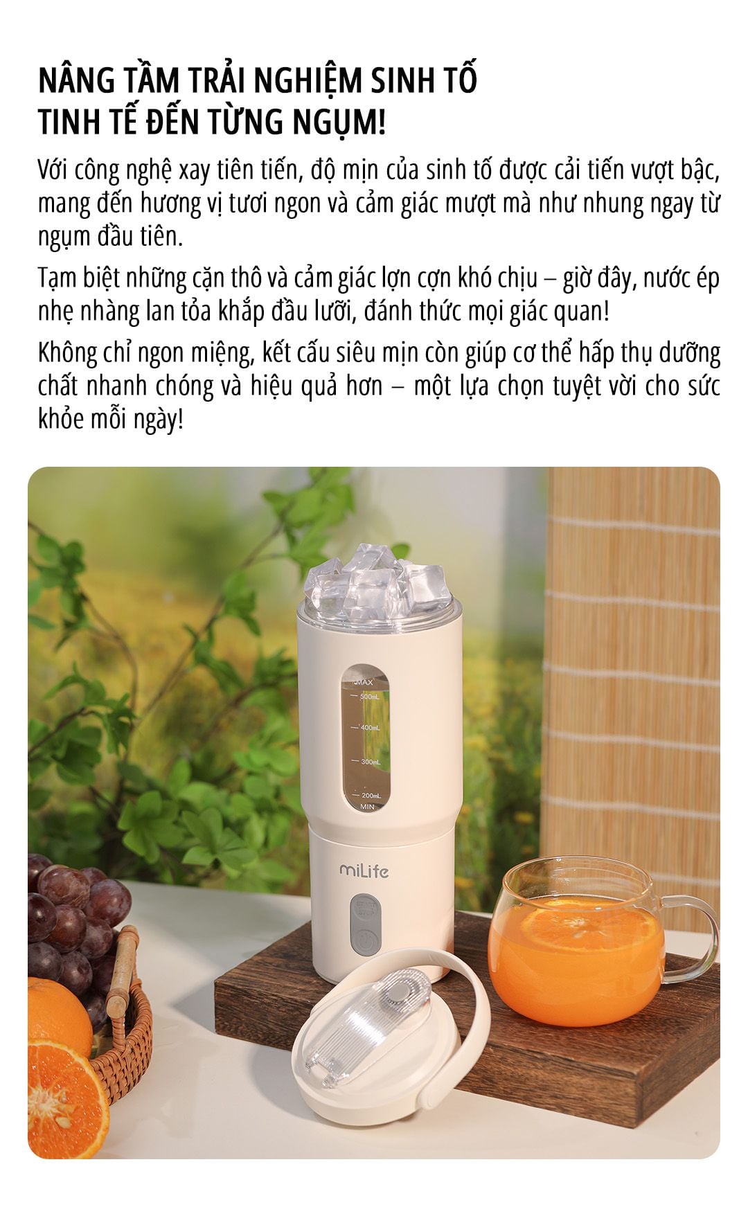  Máy xay sinh tố cầm tay miLife dung tích 600ml - Bảo hành 1 năm 
