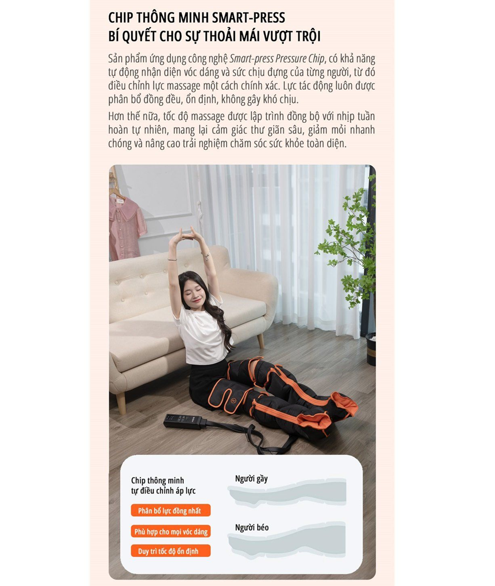  Máy massage chân bằng khí nén miLife G01P - Sưởi sưởi trị liệu 3 vùng massage chân trị liệu cao cấp bằng khí nén 