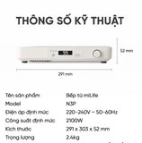  Bếp từ 99 mức nhiệt miLife Youth Lite N3P vuông công suất 2100W mâm từ lõi kép thuần đồng - Đun liu riu, hẹn giờ tắt bếp, bảo hành 12 tháng 