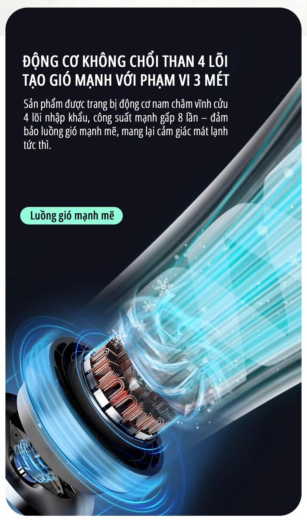  Quạt kẹp tích điện miLife F3B cánh quạt lớn 18cm pin 4000mAh 