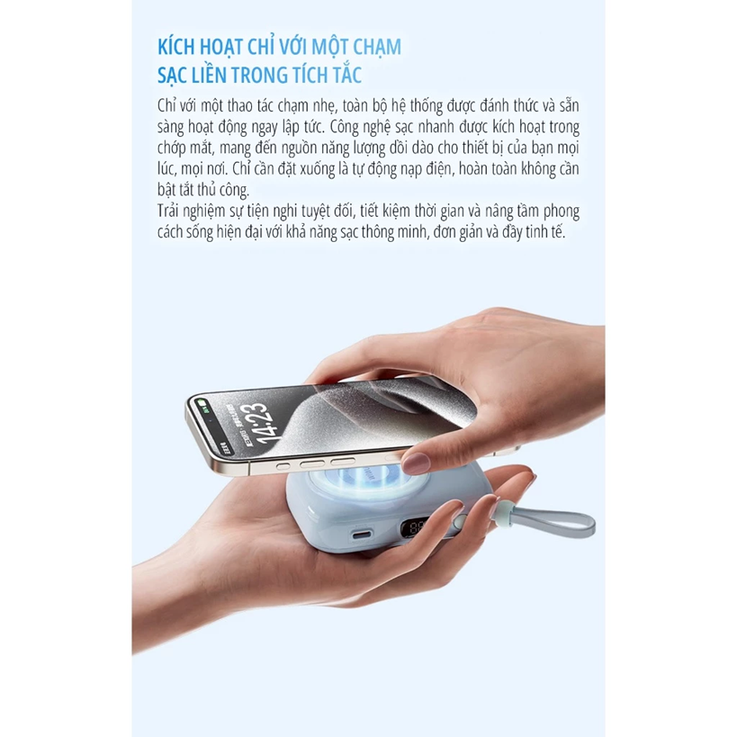 Sạc dự phòng 10000mAh milife 22.5W từ tính Magnetic cho iphone - Màn hình led hiển thị phần trăm pin BH 12 tháng 