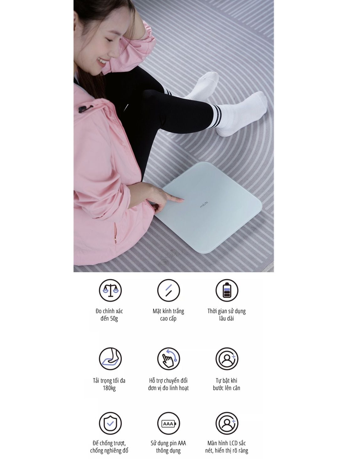  Cân điện tử sức khỏe miLife S20 - Bảo hành 12 tháng 