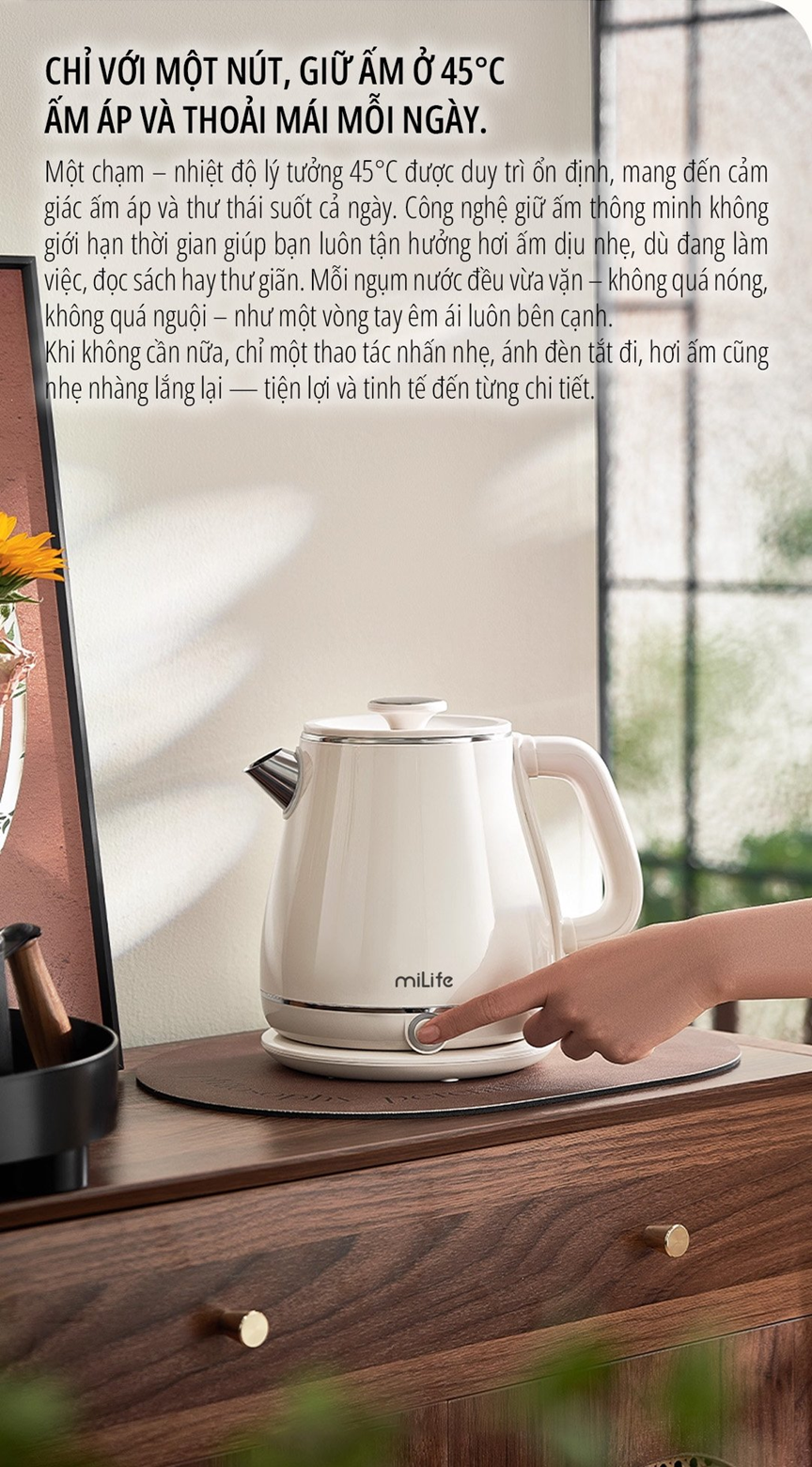  Ấm siêu tốc cao cấp giữ nhiệt miLife N6 1.8L - Bảo hành 12 tháng 