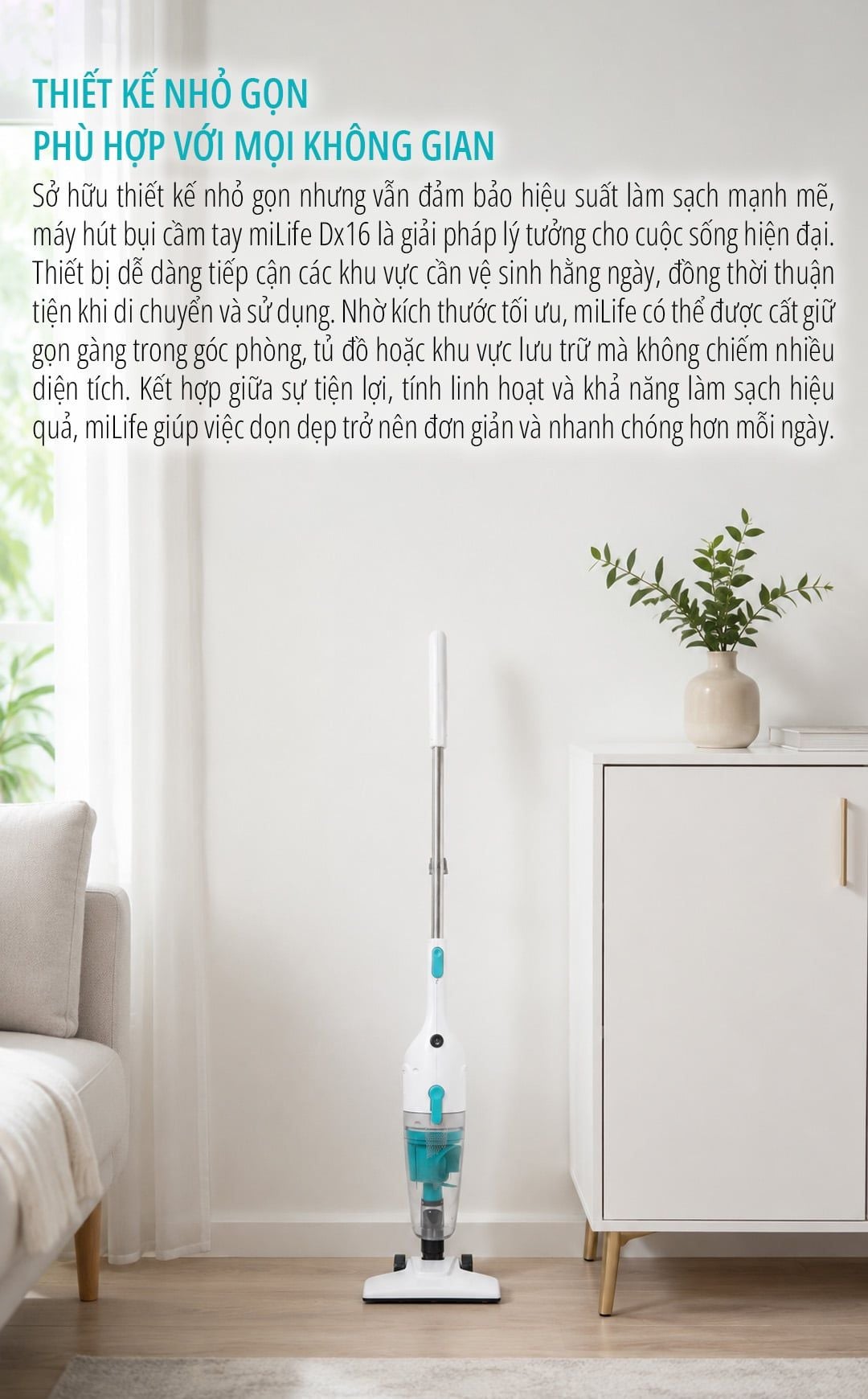  Máy hút bụi cầm tay có dây miLife DX16 - Lực hút 16000Pa công suất 600W 3 đầu hút dây dài 5m 