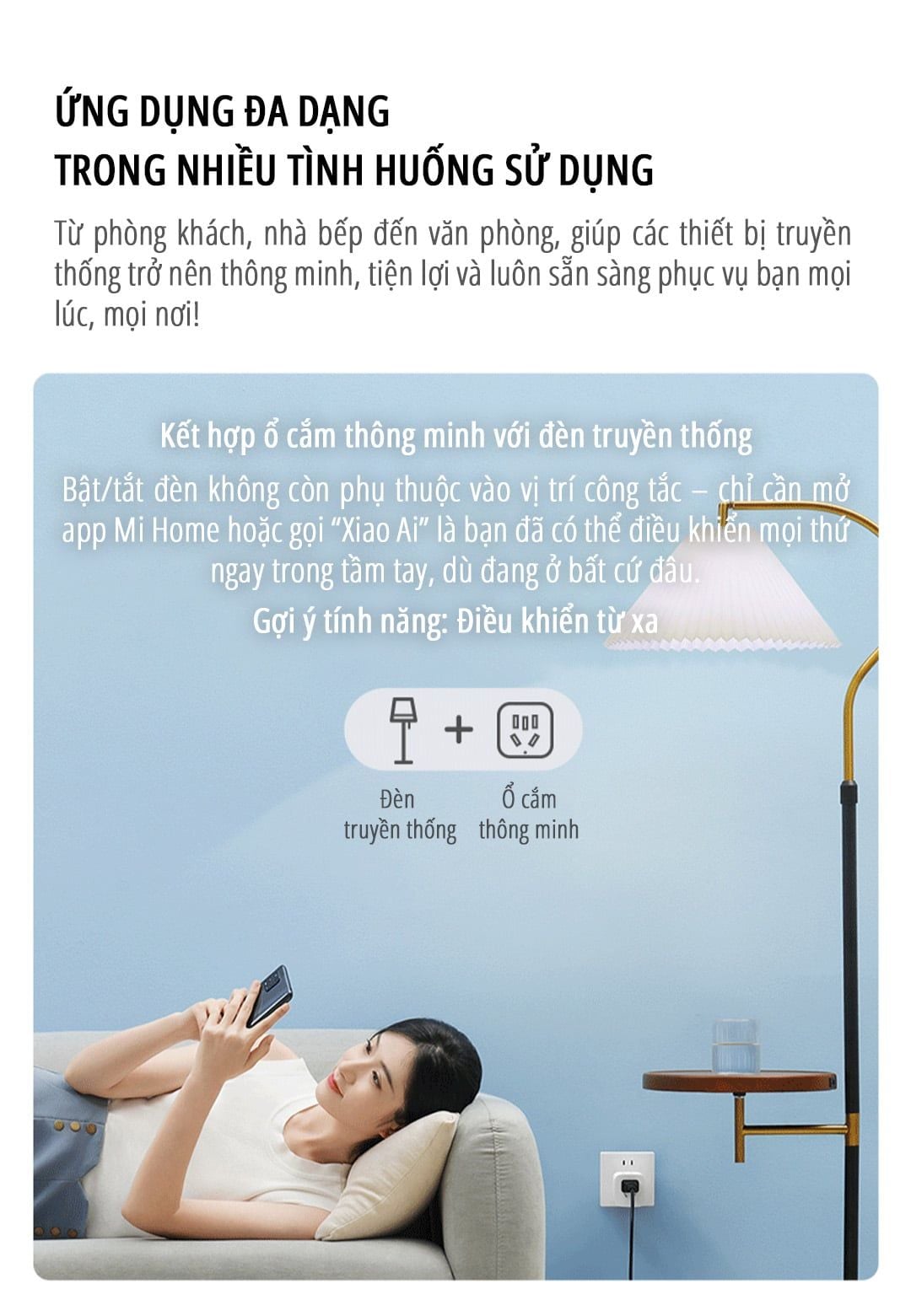 Ổ cắm thông minh miLife 10A kết nối app mihome bản nội địa , 3 chân 