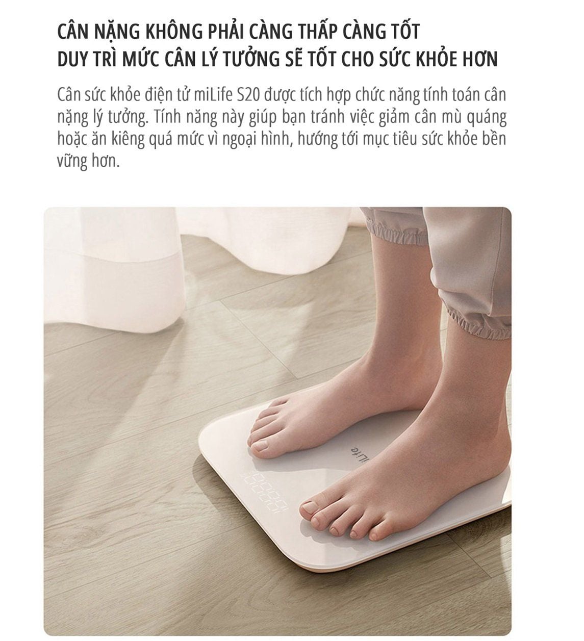  Cân điện tử sức khỏe miLife S20 - Bảo hành 12 tháng 