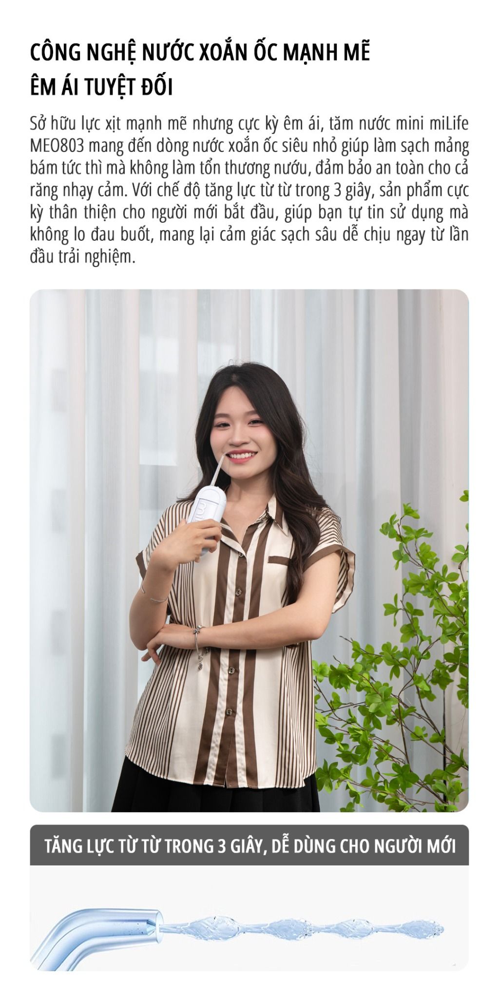  Máy tăm nước mini miLife MEO803 bình nước 150ml, pin 40 ngày - Bảo hành 12 tháng 