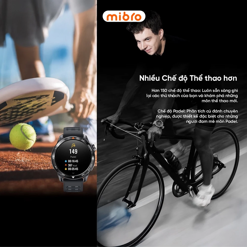  Đồng hồ thông minh đi bơi thể thao nghe gọi Mibro Gs Pro 2 47,5mm - Kháng nước 5ATM có thẻ NFC Bluetooth Smartwatch GPS băng tần kép 