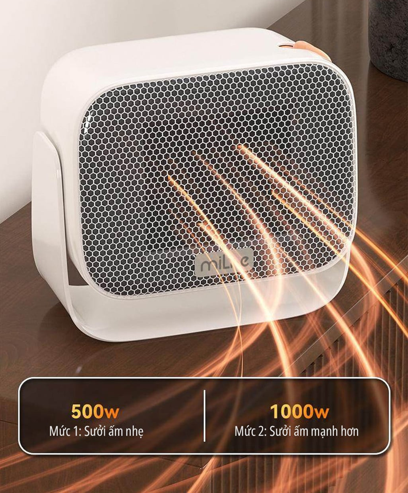  Quạt sưởi gốm mini miLife AH41 công suất 1000W làm nóng nhanh - 2 chế độ có thể treo tường đa năng 
