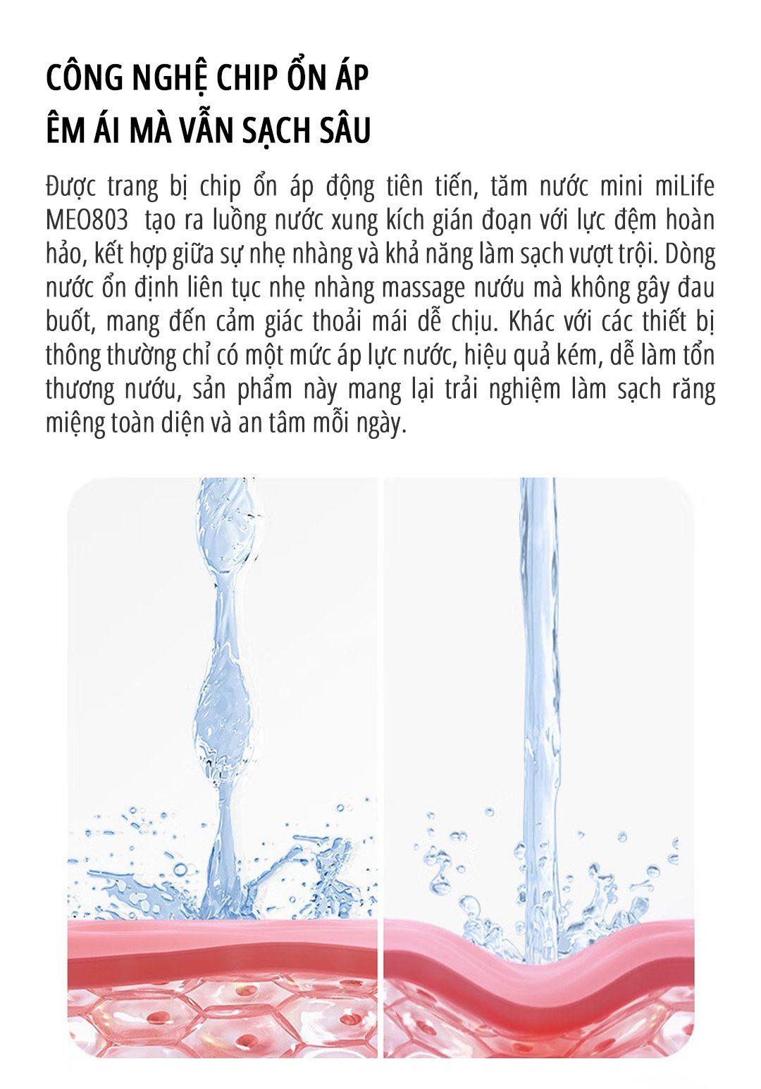  Máy tăm nước mini miLife MEO803 bình nước 150ml, pin 40 ngày - Bảo hành 12 tháng 