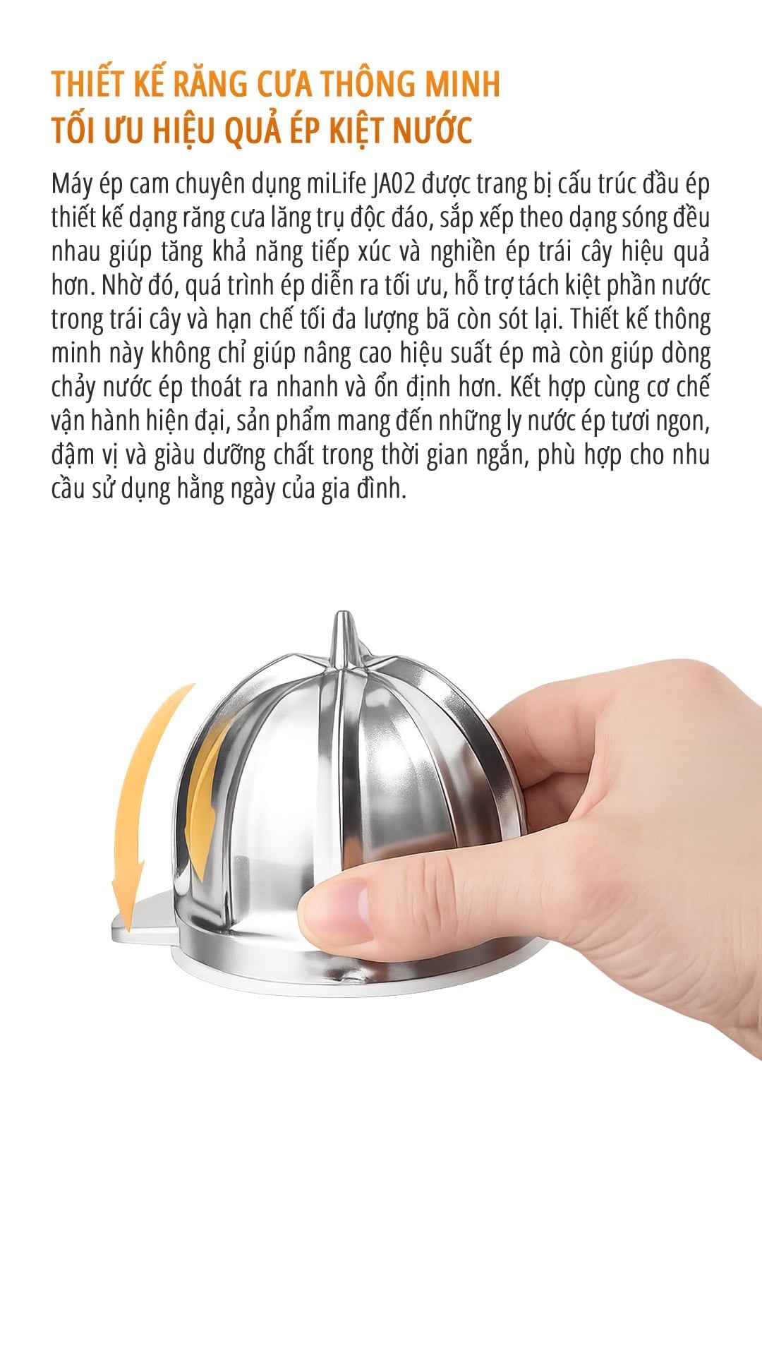  Máy vắt cam Máy ép cam, chuyên dụng miLife JA02 - công suất 120W - vắt kiệt bã bảo hành 12 tháng 