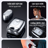  Máy cạo râu điện miLife S60P toàn thân inox, nắp hút có gương, pin 60 ngày, hiển thị phần trăm pin 