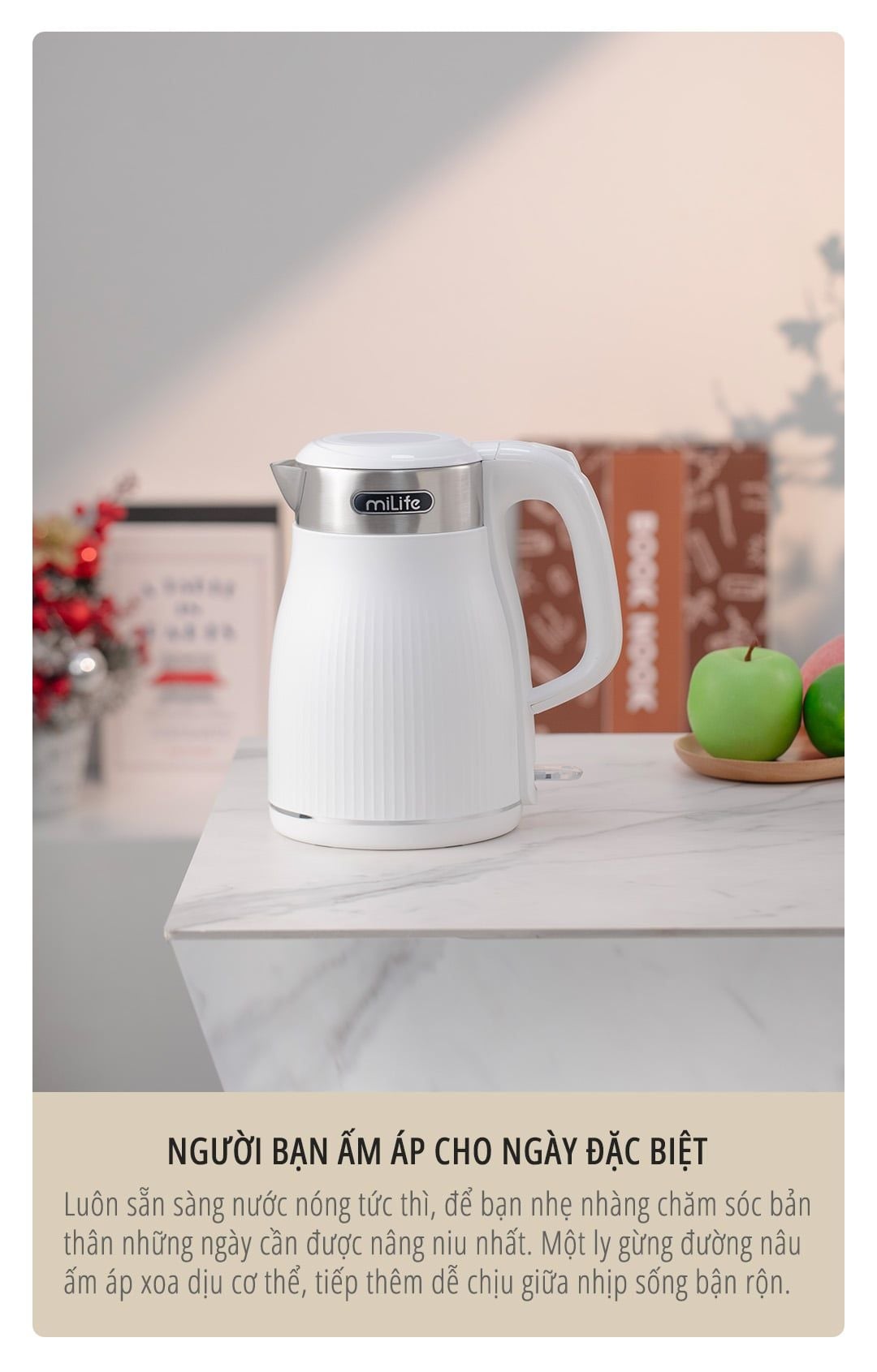  Ấm siêu tốc dung tích 1.8L miLife N5, inox 304, 1800w mạnh mẽ, đạt chuẩn SNI - Bảo hành 12 tháng 