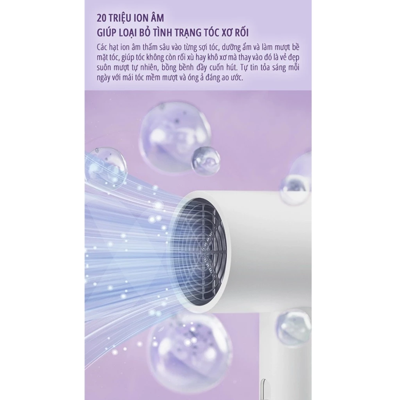  Máy sấy tóc ion âm miLife A1P 800w với ánh sáng xanh bảo vệ tóc 