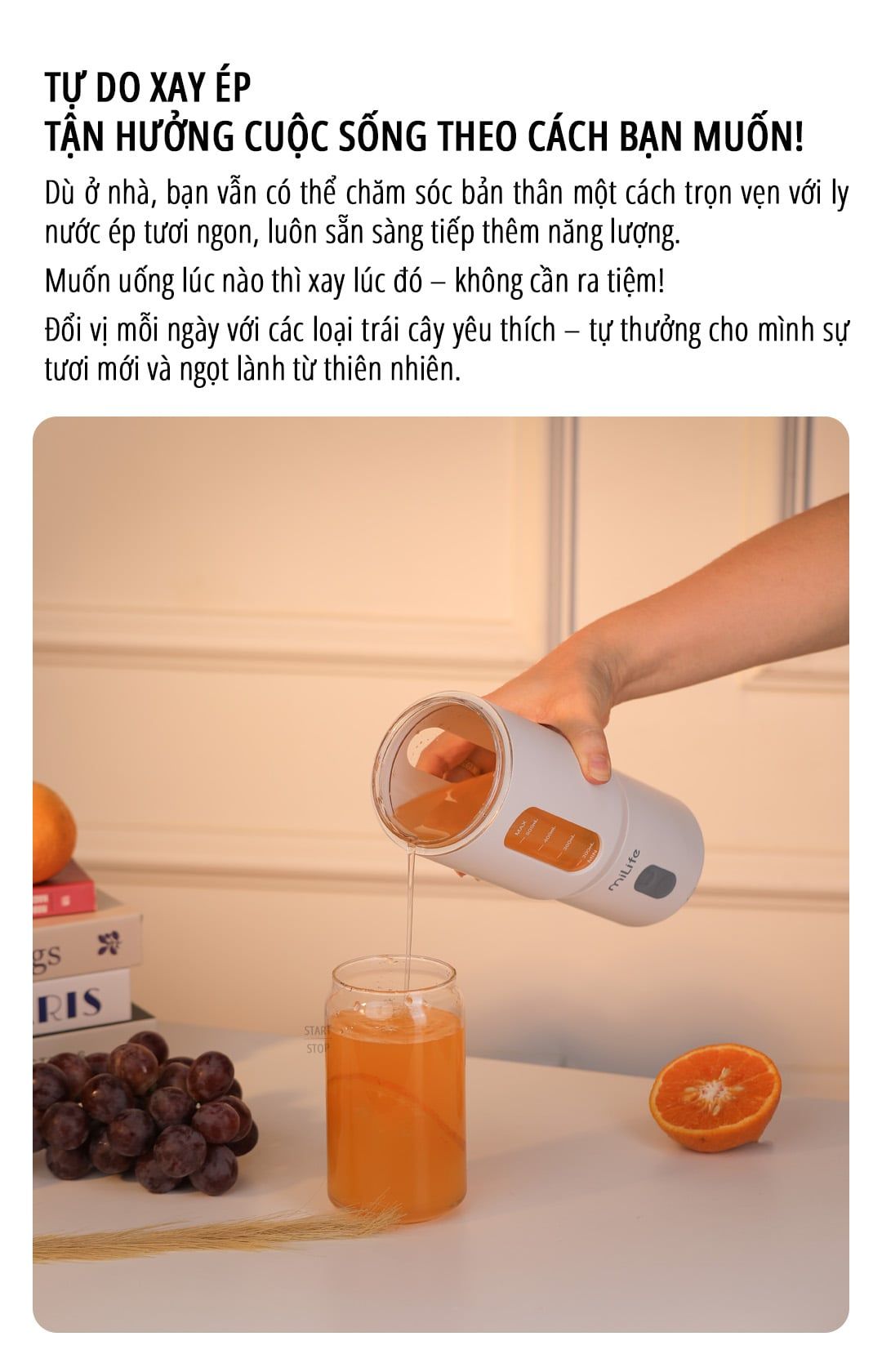  Máy xay sinh tố cầm tay miLife dung tích 600ml - Bảo hành 1 năm 