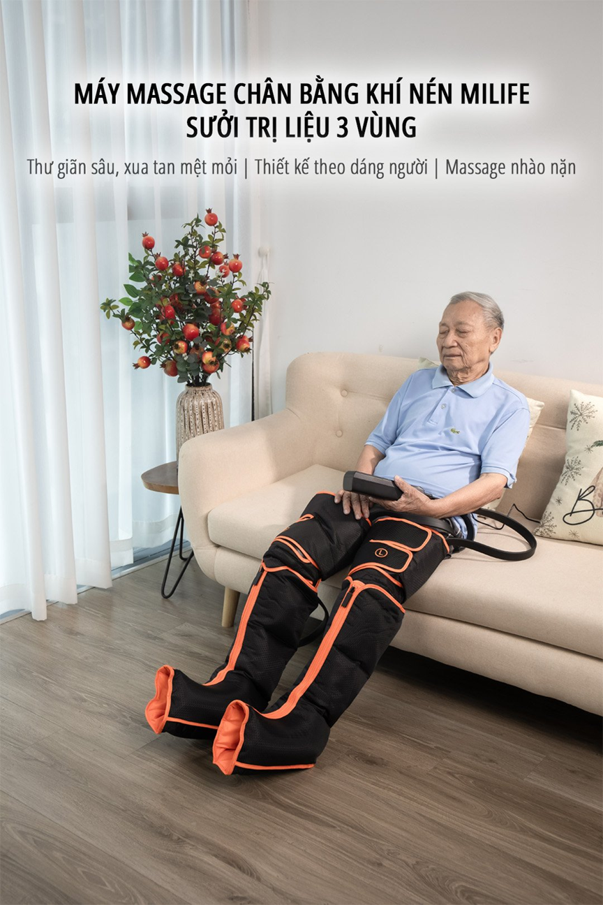  Máy massage chân bằng khí nén miLife G01P - Sưởi sưởi trị liệu 3 vùng massage chân trị liệu cao cấp bằng khí nén 